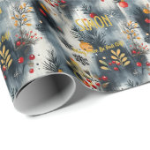 カスタムグレーと金ゴールドクリスマスオーナメント ラッピングペーパー (ロールコーナー)