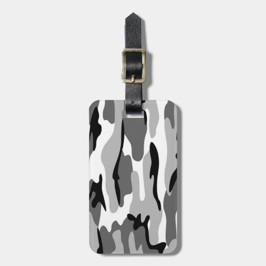 カスタムグレーと黒カモフラージラゲッジタグ ラゲッジタグ (正面縦)