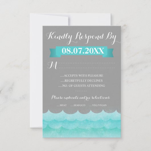 カスタムグレーアットシー航海のRSVPカード 出欠カード (正面)