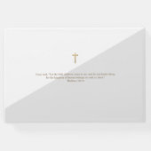 カスタムグレーエレガント金ゴールドクロスベビーバプテスマ ゲストブック (裏面)