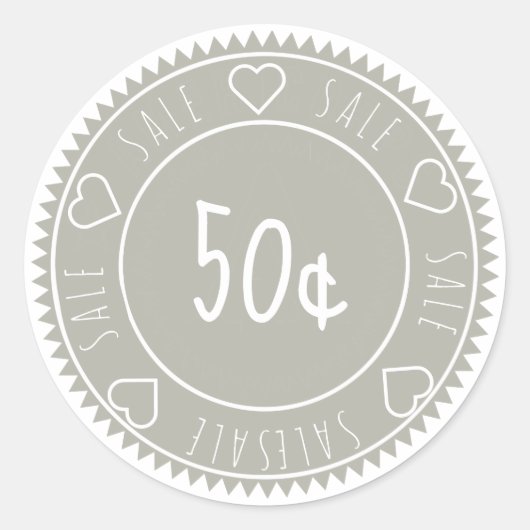 カスタムグレーセール価格クラシック丸ステッカー ラウンドシール (正面)