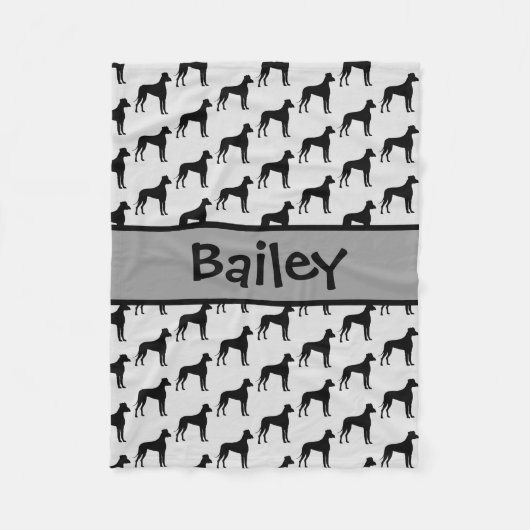 カスタムグレートダーンドッグシルエット フリースブランケット (正面)