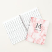 カスタムグレーネームとピンク大理石のルックのモノグラム ノートブック (内部)