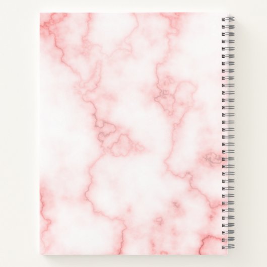 カスタムグレーネームとピンク大理石のルックのモノグラム ノートブック (裏面)