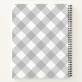 カスタムグレーバッファロープレイドと花 ノートブック (裏面)