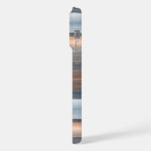 カスタムグレーブルータウペブラウンウォーターカラーストライプアート iPhoneケース (左側面)