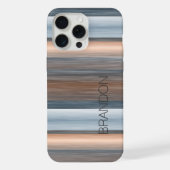 カスタムグレーブルータウペブラウンウォーターカラーストライプアート iPhoneケース (裏面)