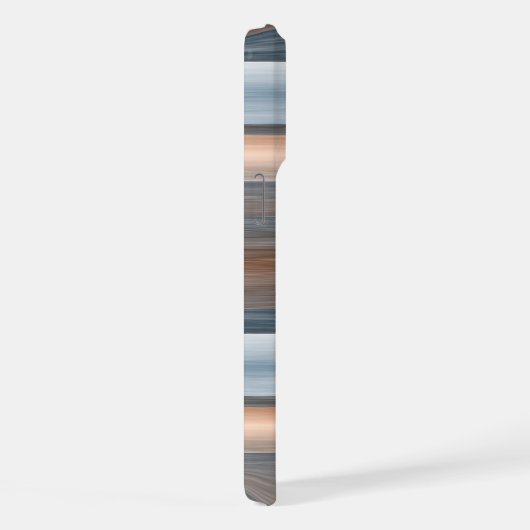 カスタムグレーブルータウペブラウンウォーターカラーストライプアート iPhoneケース (右側面)