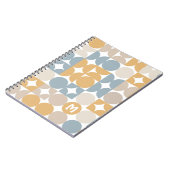 カスタムグレーブルーマスタードトウペブラウンアートパターン ノートブック (左側)