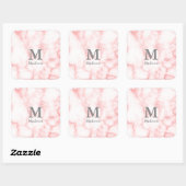 カスタムグレーモノグラムと名オンピンクフェイク大理石 スクエアシール (シート)