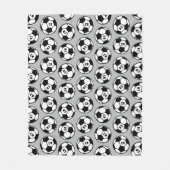 カスタムグレー白黒サッカーボールパターン フリースブランケット (正面)