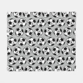 カスタムグレー白黒サッカーボールパターン フリースブランケット (正面(横))