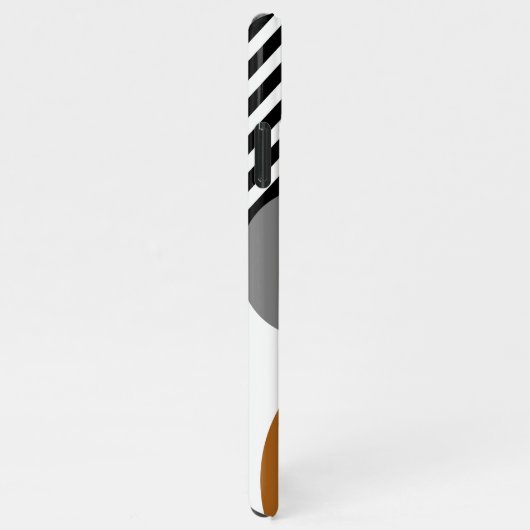 カスタムグレー白黒ブラウンサークルアートパターン iPhoneケース (右側)