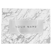 カスタムグレー金属ミニマル大理石グレーストーン ラージペーパーバッグ (裏面)