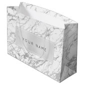 カスタムグレー金属ミニマル大理石グレーストーン ラージペーパーバッグ (裏面アングル)