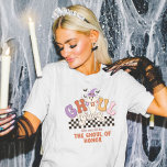 カスタムグール集団ハローウィンパーティバッハパーティーグループ Tシャツ<br><div class="desc">地獄を起こす準備をしろグール集団!これらの不気味で上品なハローウィンパーティシャツは、バチェロレッテのバッシュ、女の子の夜、またはハロウィーンのお祝いに最適である。これらのマッチカスタムティーと笑わされるtouchフレーズは、あなたの女の子の集団収集やバッハパーティーに不気味なおもしろいのを追加する。</div>