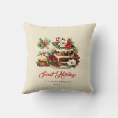 カスタムグ離れリーン水の色ヴィンテージクリスマス クッション (裏面)