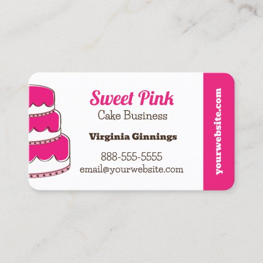 カスタムケーキのピンクベーカリーメニュー味 名刺 (正面)