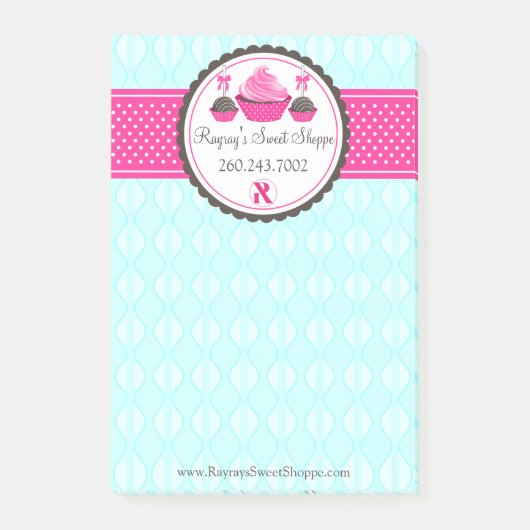 カスタムケーキポップとカップケーキアクアピンクV1 ポストイット (正面)