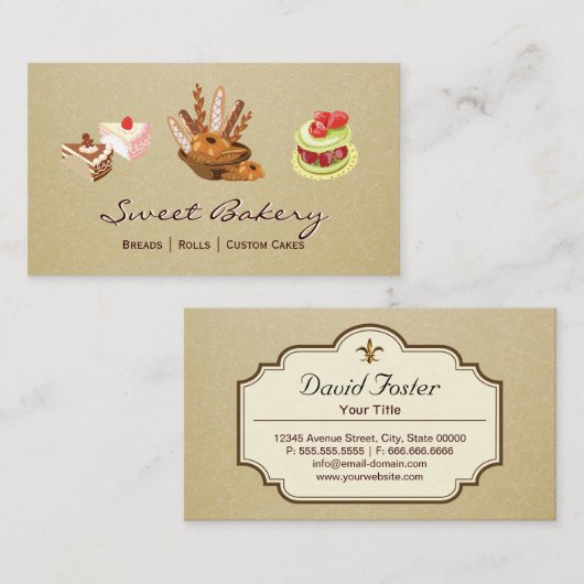 カスタムケーキ&バ転がースデザートベーカリー店 名刺 (正面/裏面)