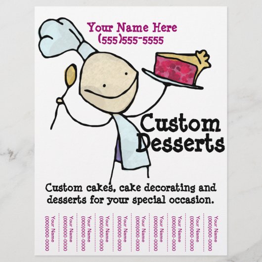 カスタムケーキ。飾のケータリング チラシ (正面)