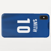 カスタムケースフットボールシャツ-青 Case-Mate iPhoneケース (裏面(横))