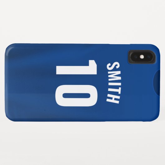 カスタムケースフットボールシャツ-青 Case-Mate iPhoneケース (裏面(横))