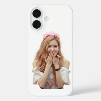 カスタムケースiphone 16バラブラックピンク iPhone 16ケース