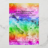 カスタムゲイの写真と水の色の虹の結婚 箔招待状 (裏面)