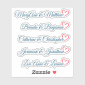 カスタムゲストリストカップル名書道ハート シール (シート)