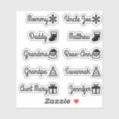 カスタムゲストリスト名かわいいクリスマスシンボル シール (シート)