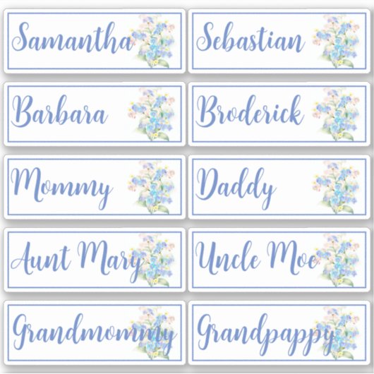 カスタムゲストリスト10名忘れ名 – me-nots花 シール (正面)