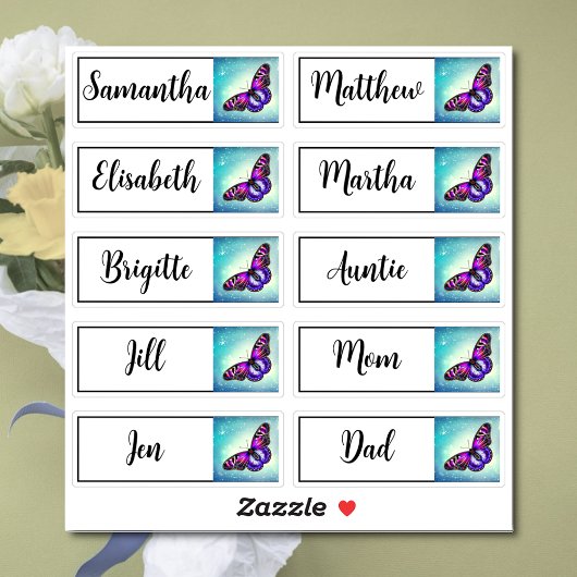 カスタムゲストリスト10名書道バタフライ シール