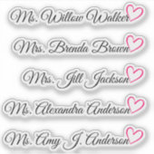 カスタムゲストリスト5ロングネーム書道ハート シール (正面)