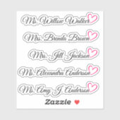 カスタムゲストリスト5ロングネーム書道ハート シール (シート)