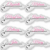 カスタムゲストリスト8名ピンクの書道の星 シール (正面)