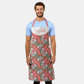 カスタムコアラクリスマスピンク エプロン (着用した状態)