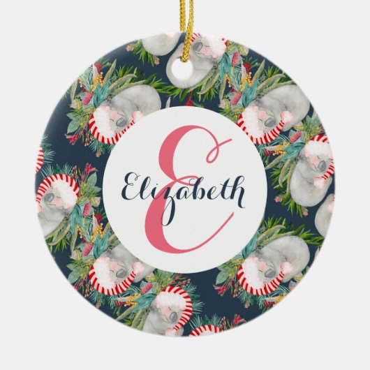 カスタムコアラクリスマスブルー セラミックオーナメント (正面)