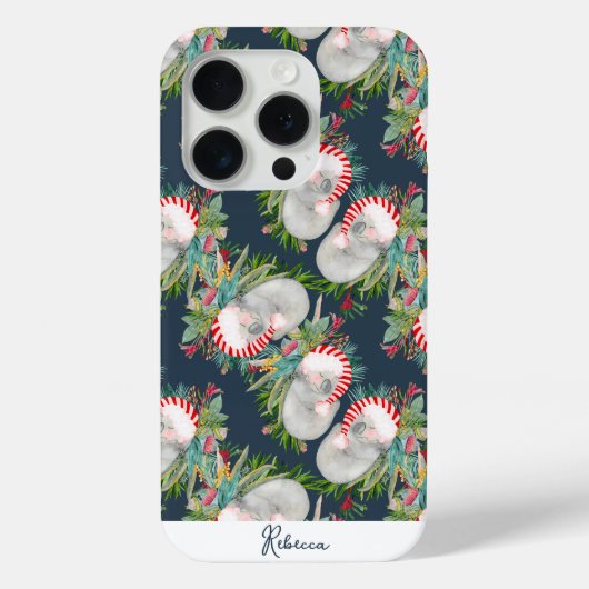 カスタムコアラクリスマスブルー Case-Mate iPhoneケース (裏面)