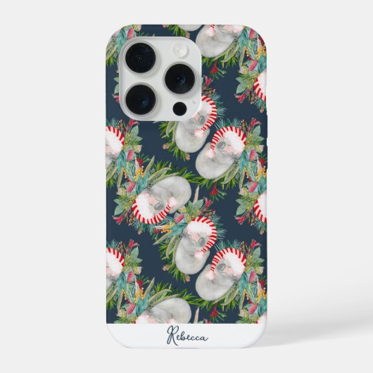カスタムコアラクリスマスブルー iPhoneケース (裏面)