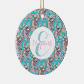 カスタムコアラクリスマスボタニカルヴィンテージブルー セラミックオーナメント (右)