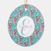 カスタムコアラクリスマスボタニカルヴィンテージブルー セラミックオーナメント (左)