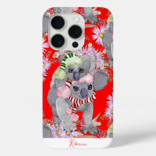 カスタムコアラファミリーレッドクリスマス iPhone 15 PROケース