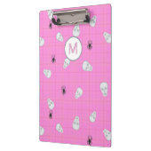 カスタムコケットピンクプレイドハロウィーンスカル クリップボード (左)