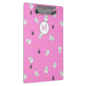 カスタムコケットピンクプレイドハロウィーンスカル クリップボード (右)