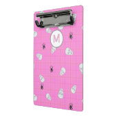 カスタムコケットピンクプレイドハロウィーンスカル ミニクリップボード (アングル2)