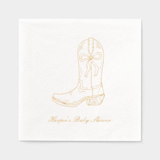 カスタムコケットブーツ&ボーズベビーシャワーナプキンズ 箔ナプキン (正面)