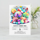 カスタムコットンキャンディ誕生日 招待状 (スタンド正面)