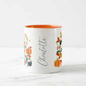 カスタムコテージコアレンジグリーンパンプキンオータム ツートーンマグカップ (中央)