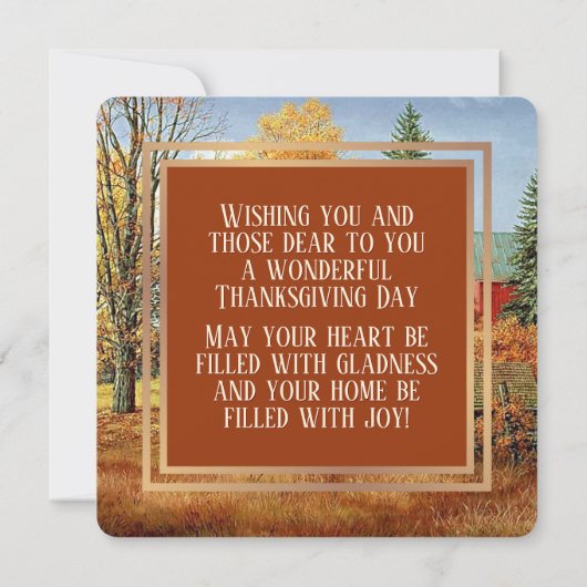 カスタムコテージファーム水の色ハッピーサンクスギビング シーズンカード (裏面)